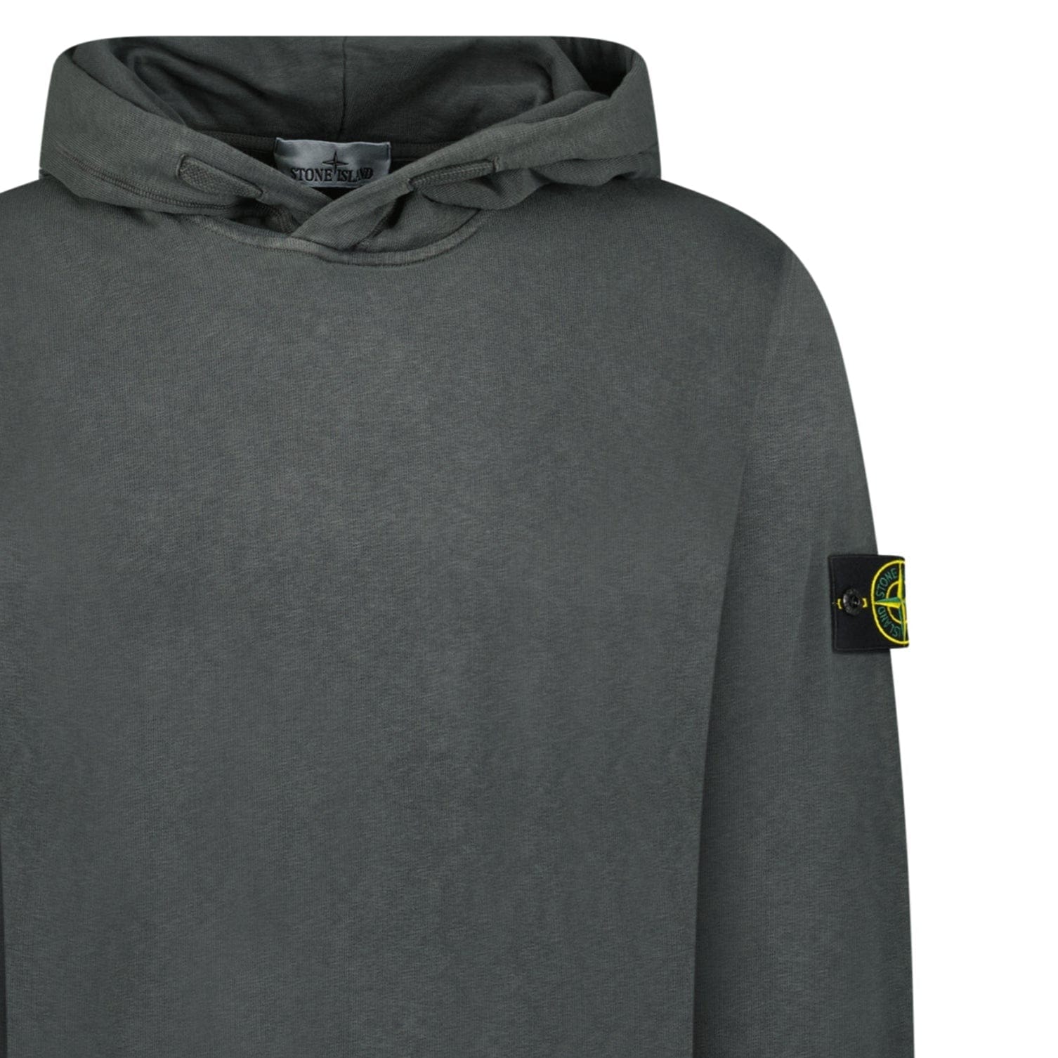 Stone Island ‘Old’ Treatment Hooded Sweatshirt In Charcoal Grey — S — Side View