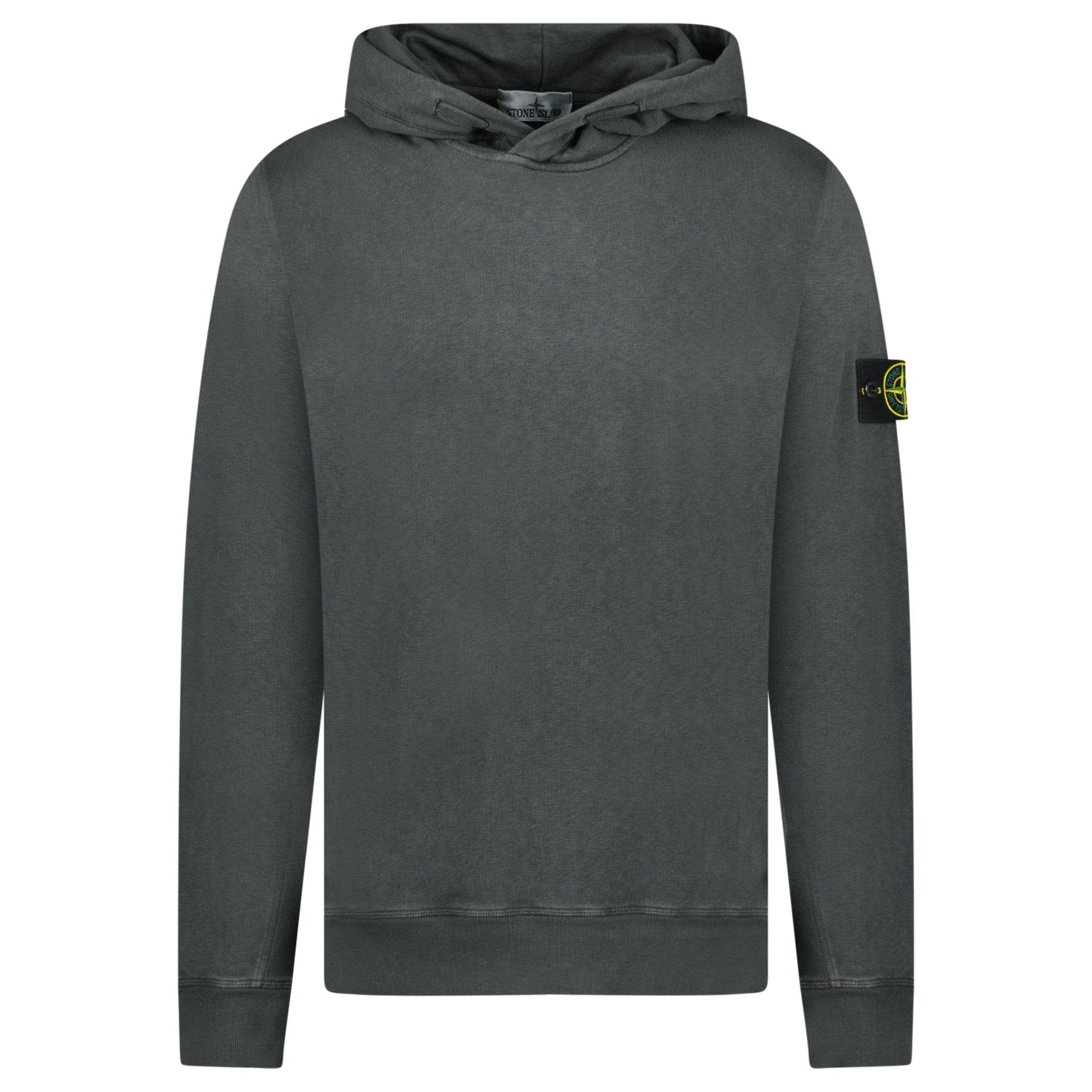 Stone Island ‘Old’ Treatment Hooded Sweatshirt In Charcoal Grey — S — Front View
