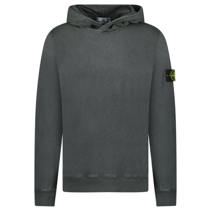 Stone Island ‘Old’ Treatment Hooded Sweatshirt In Charcoal Grey — S — Front View