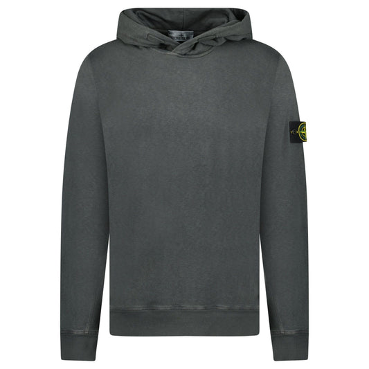 Stone Island ‘Old’ Treatment Hooded Sweatshirt In Charcoal Grey — S — Front View