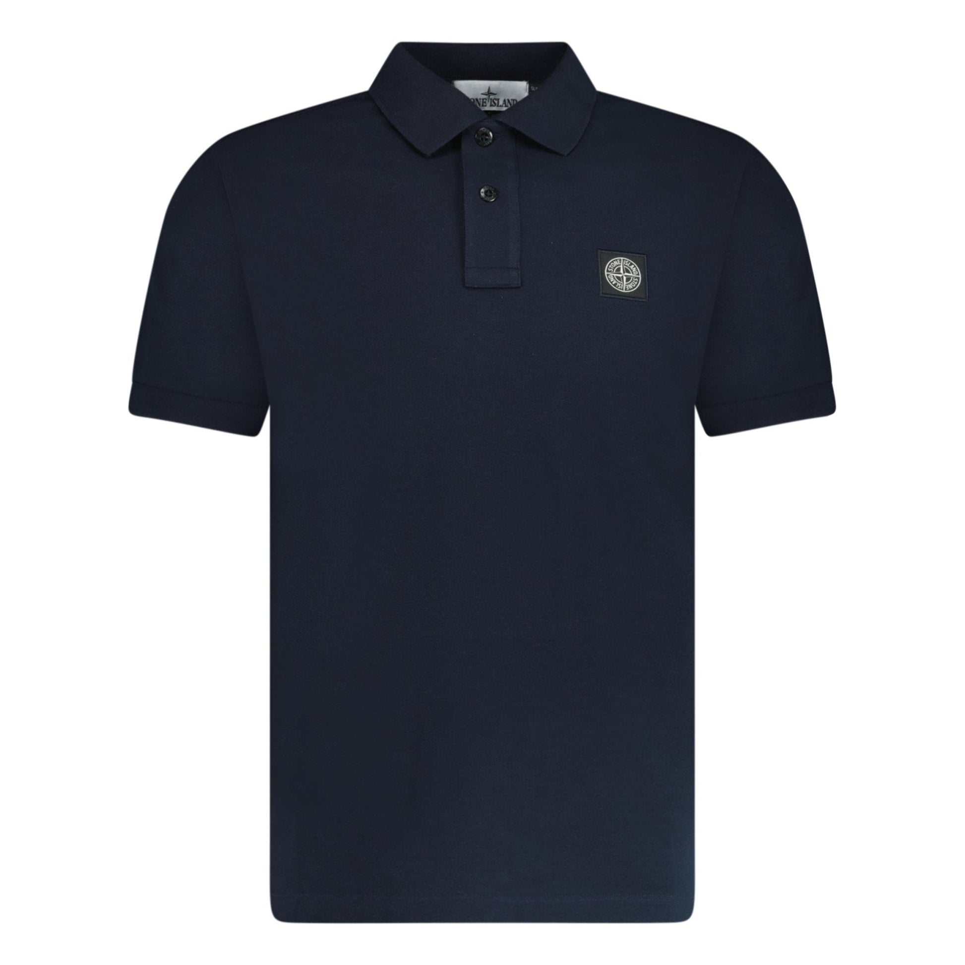 Stone Island Patch Polo T-Shirt Slim Fit Navy — S — Front View
