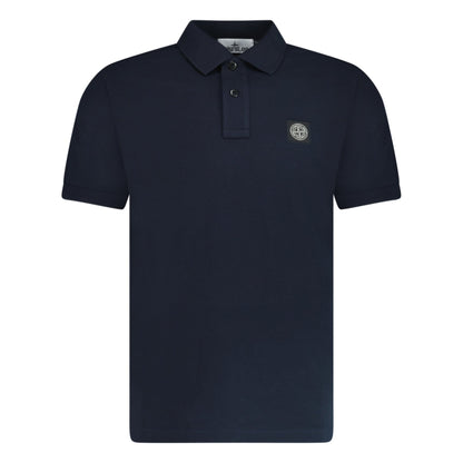 Stone Island Patch Polo T-Shirt Slim Fit Navy — S — Front View