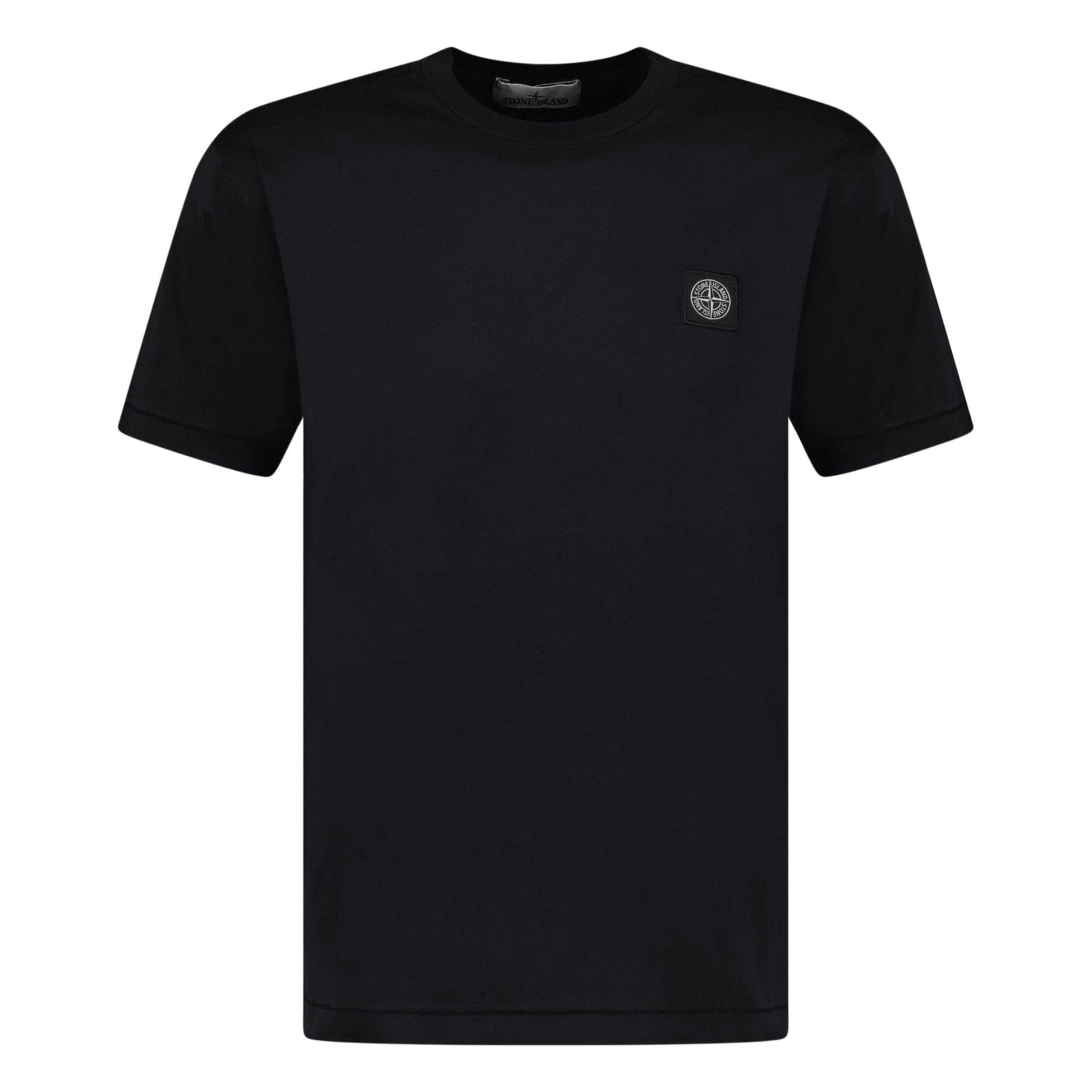 Stone Island Slim-Fit Short-Sleeve T-Shirt With Compass Patch Black — S — Front View