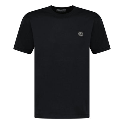 Stone Island Slim-Fit Short-Sleeve T-Shirt With Compass Patch Black — S — Front View