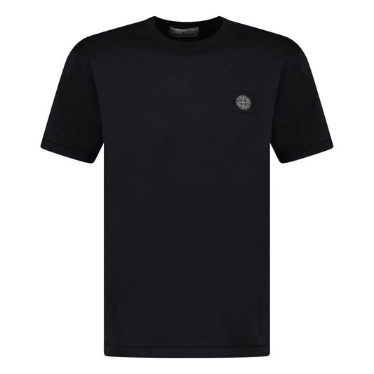 Stone Island Slim-Fit Short-Sleeve T-Shirt With Compass Patch Black — S — Front View