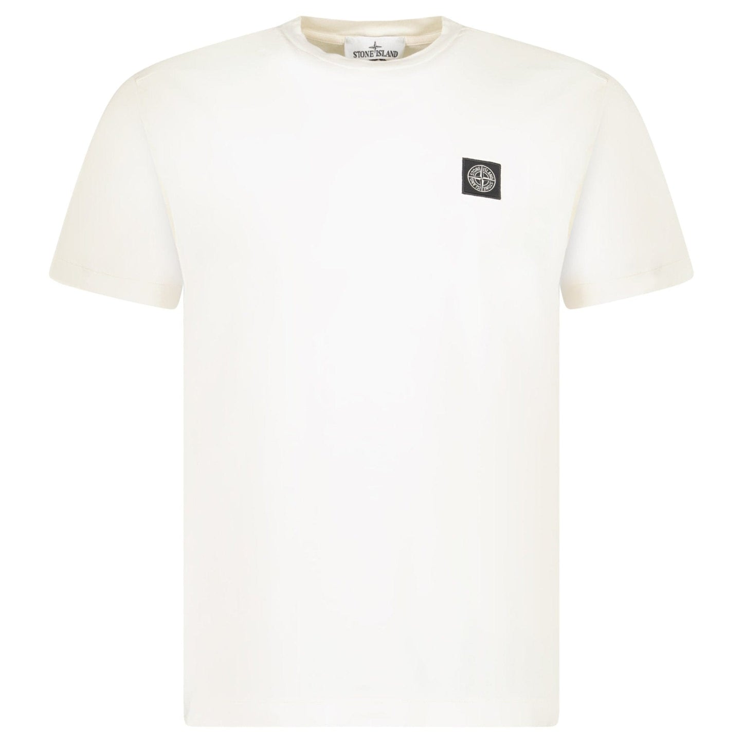 Stone Island Slim-Fit Short-Sleeve T-Shirt With Compass Patch Ivory — S — Front View