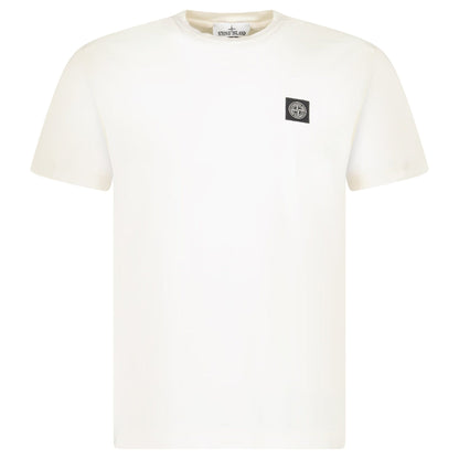 Stone Island Slim-Fit Short-Sleeve T-Shirt With Compass Patch Ivory — S — Front View