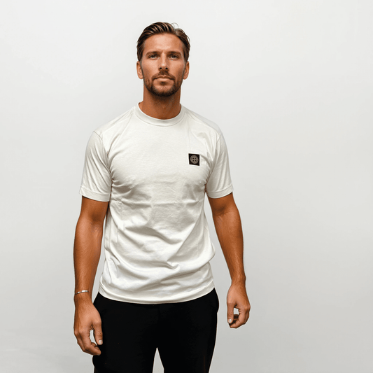 Stone Island Slim-Fit Short-Sleeve T-Shirt With Compass Patch Ivory — S — Side View