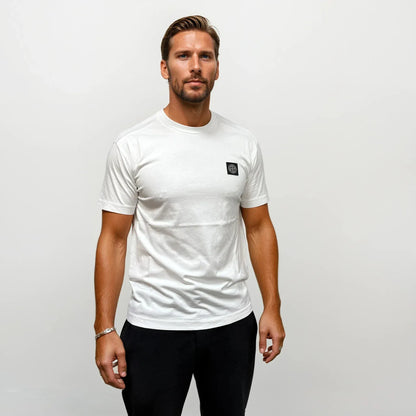 Stone Island Slim-Fit Short-Sleeve T-Shirt With Compass Patch White — S — Side View