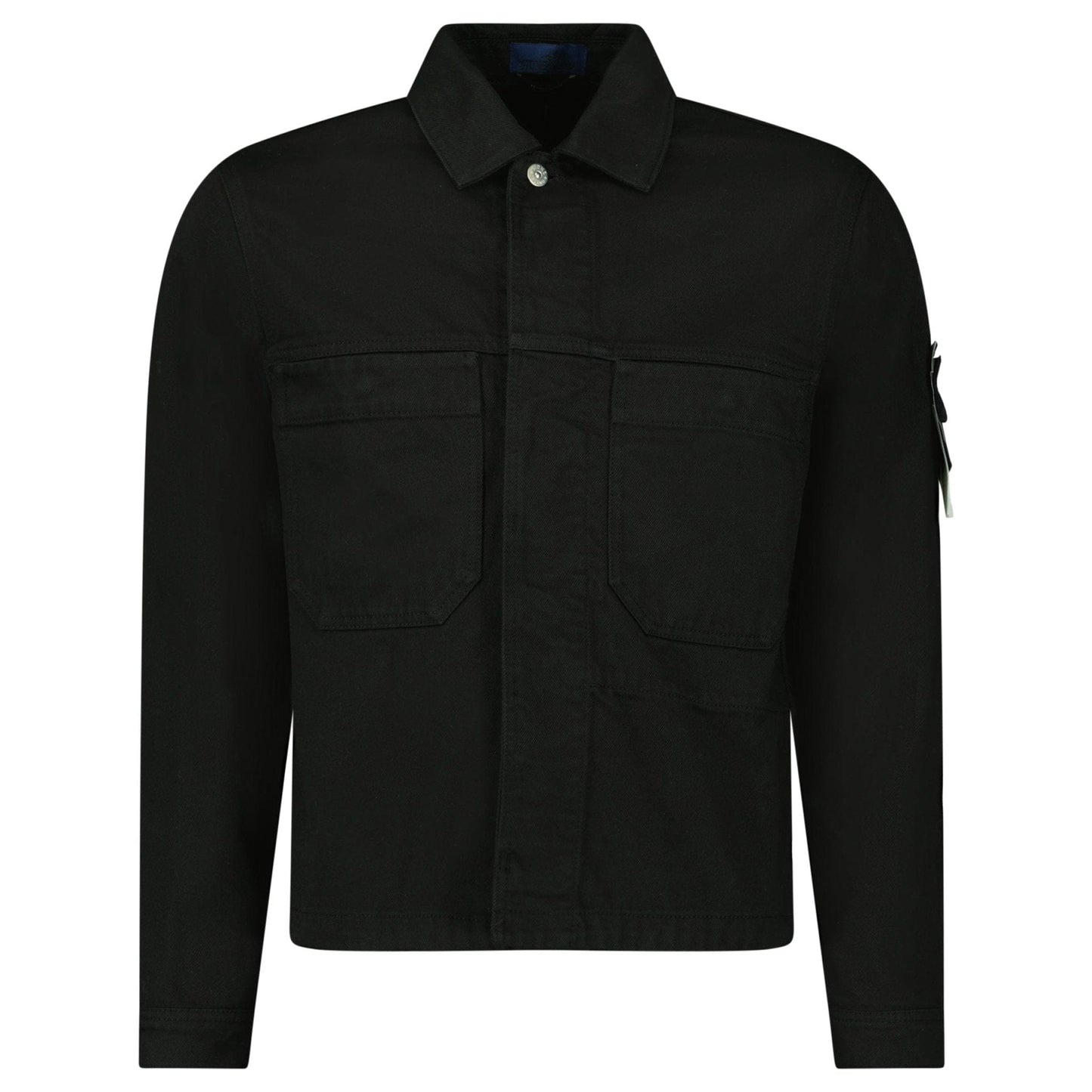 Stone Island Bull Denim-TC Coach Jacket in Black — S — Front View