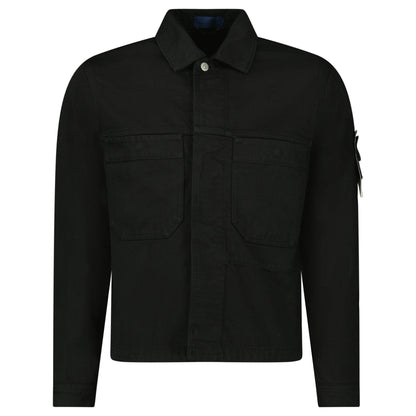 Stone Island Bull Denim-TC Coach Jacket in Black — S — Front View