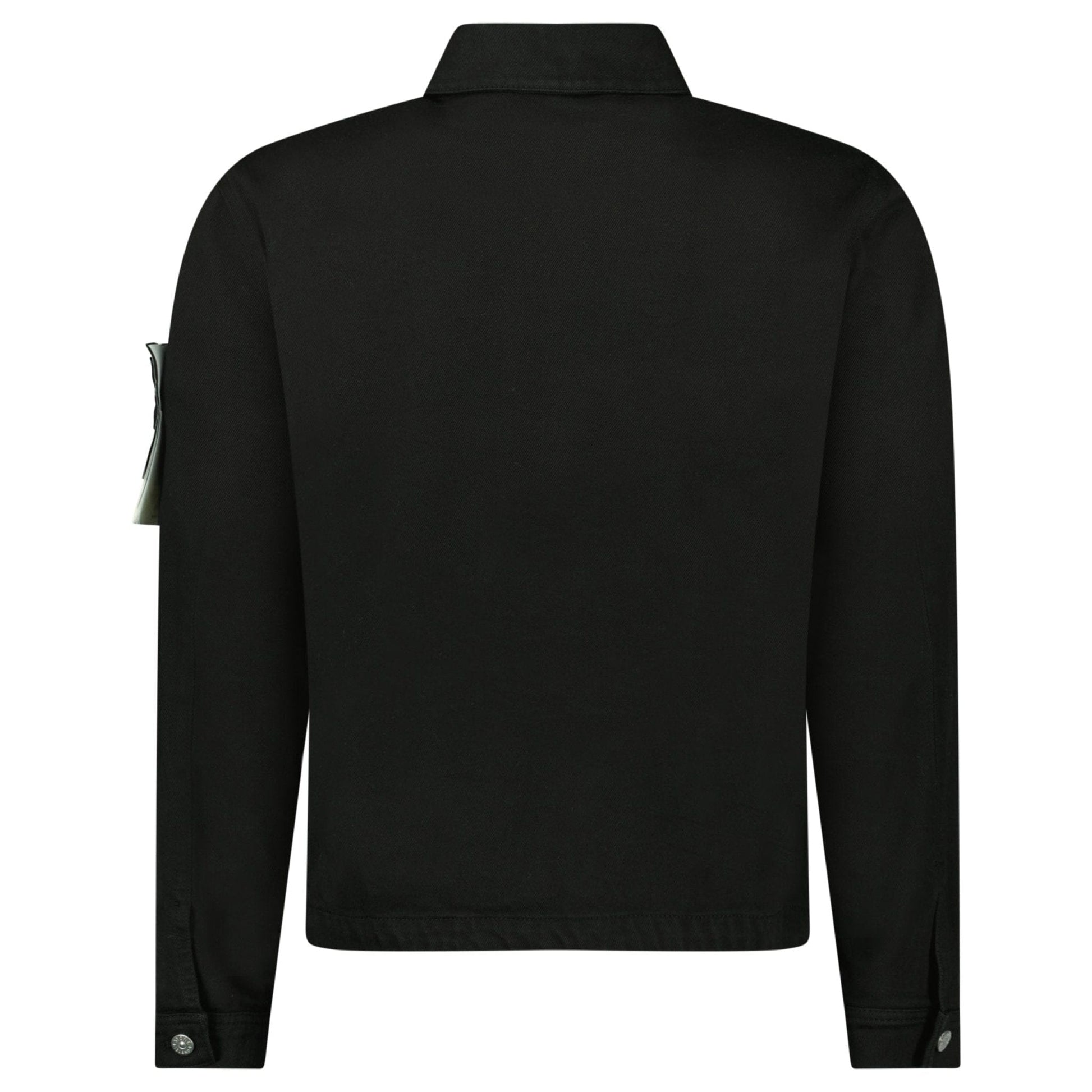 Stone Island Bull Denim-TC Coach Jacket in Black — S — Top View