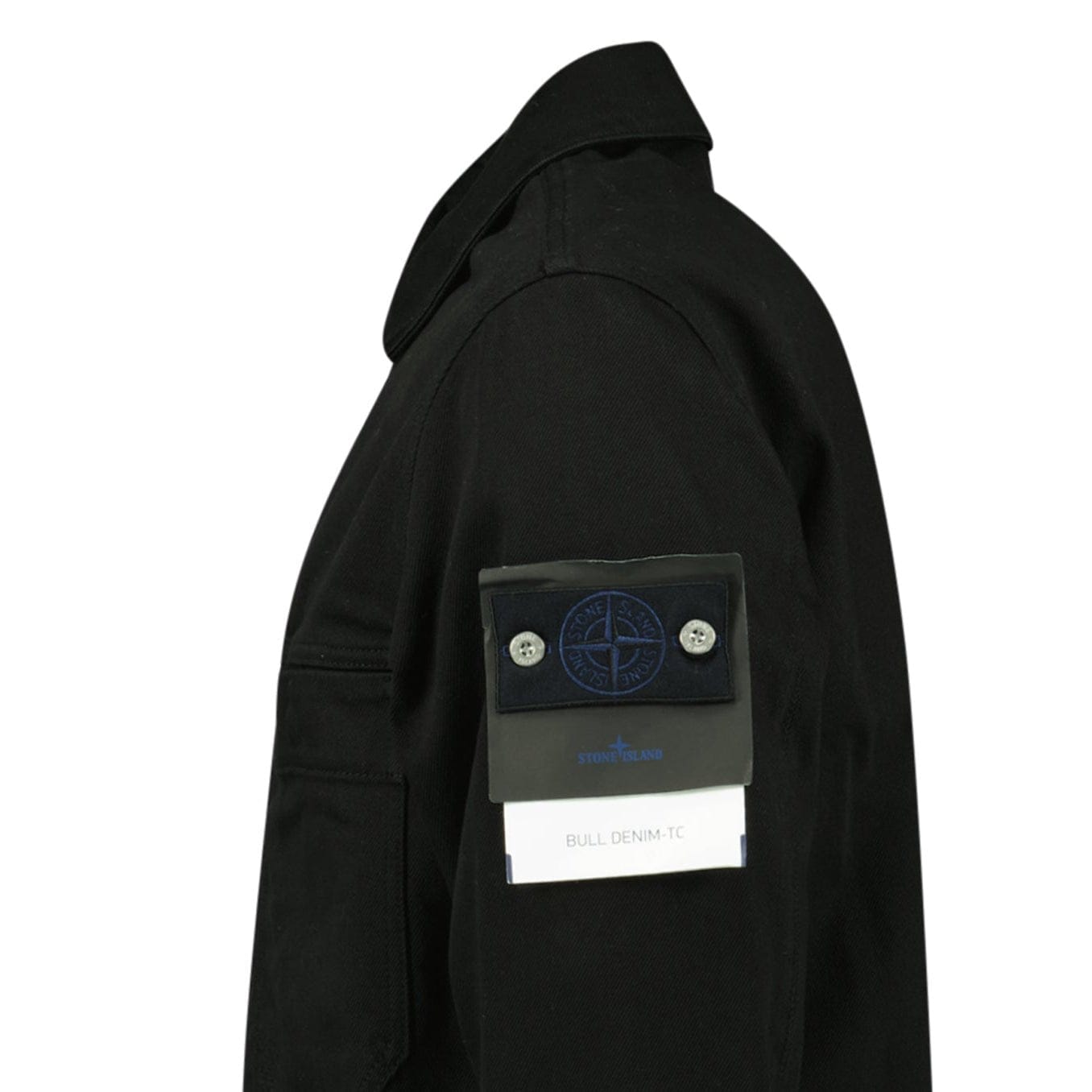 Stone Island Bull Denim-TC Coach Jacket in Black — S — Back View