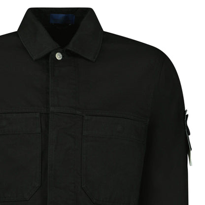 Stone Island Bull Denim-TC Coach Jacket in Black — S — Detail View
