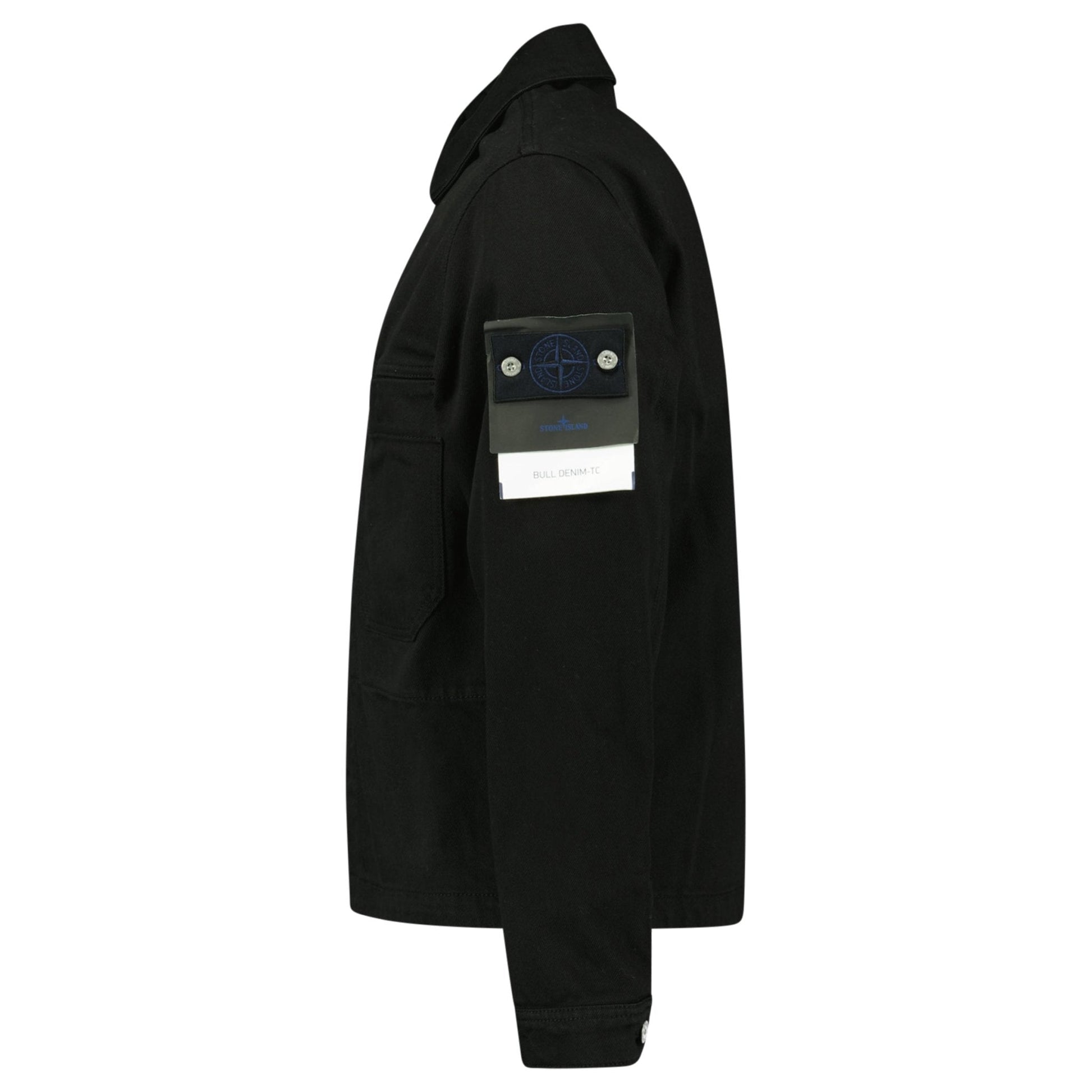 Stone Island Bull Denim-TC Coach Jacket in Black — S — Side View