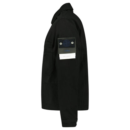 Stone Island Bull Denim-TC Coach Jacket in Black — S — Side View