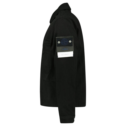 Stone Island Bull Denim-TC Coach Jacket in Black — S — Side View