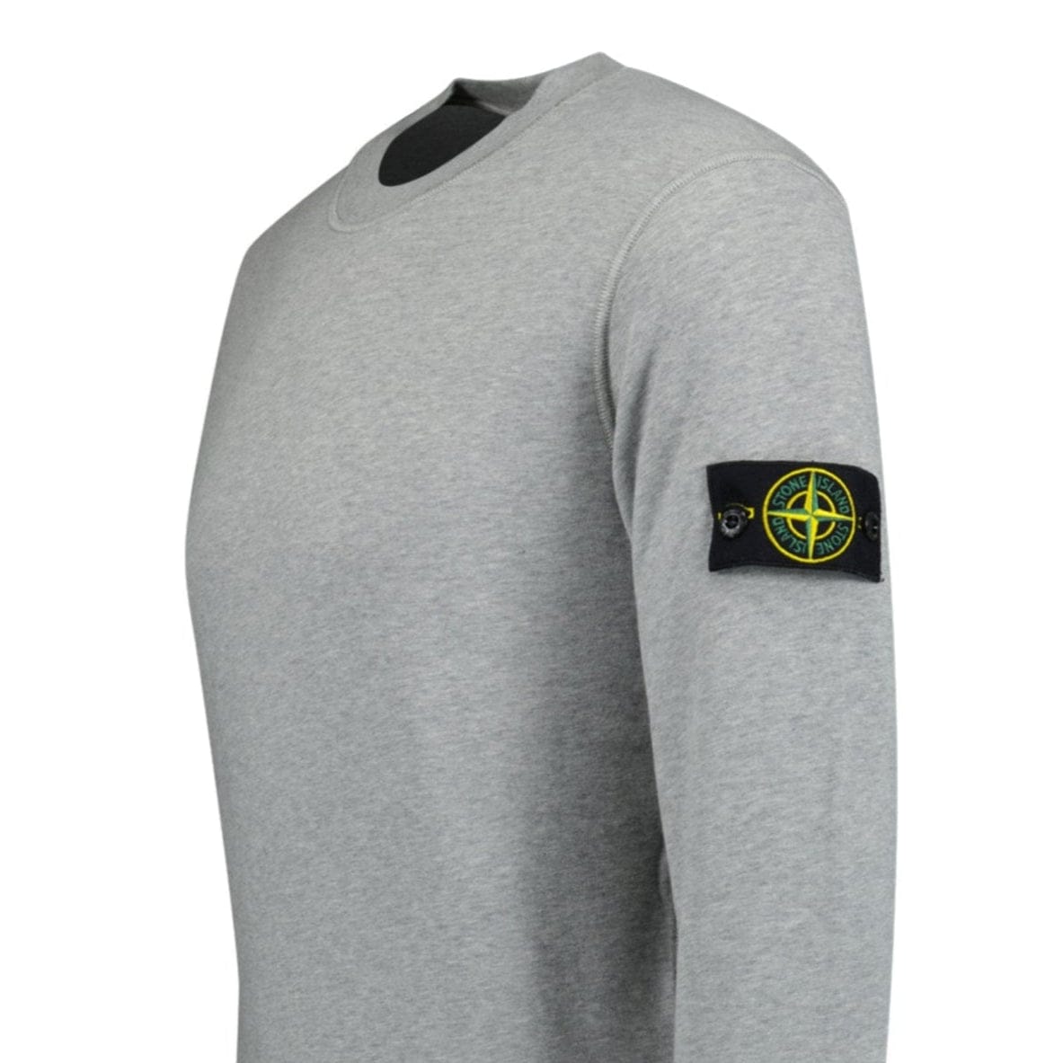 Stone Island Compass Badge Organic Cotton Crewneck Sweatshirt Grey — S — Top View