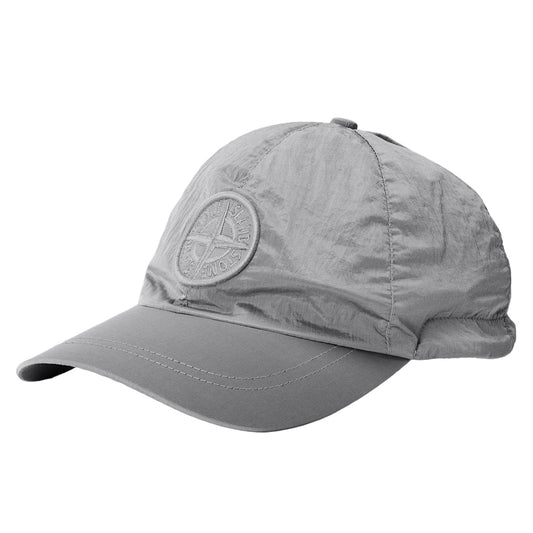Stone Island Compass Nylon Baseball Cap in Grey — M — Front View