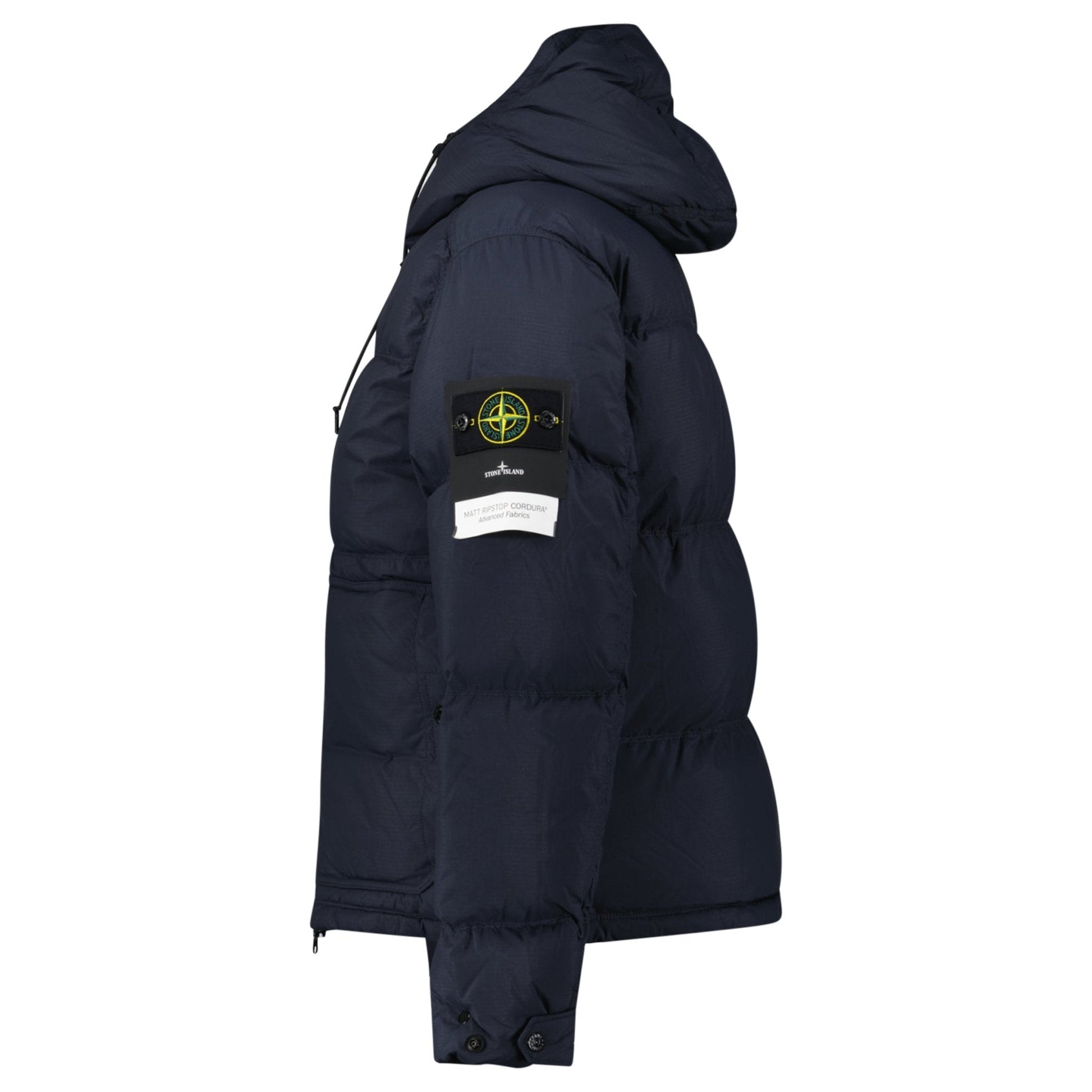 Stone Island Down Matte Ripstop Cordura® Advanced Fabric Parka in Navy — S — Side View