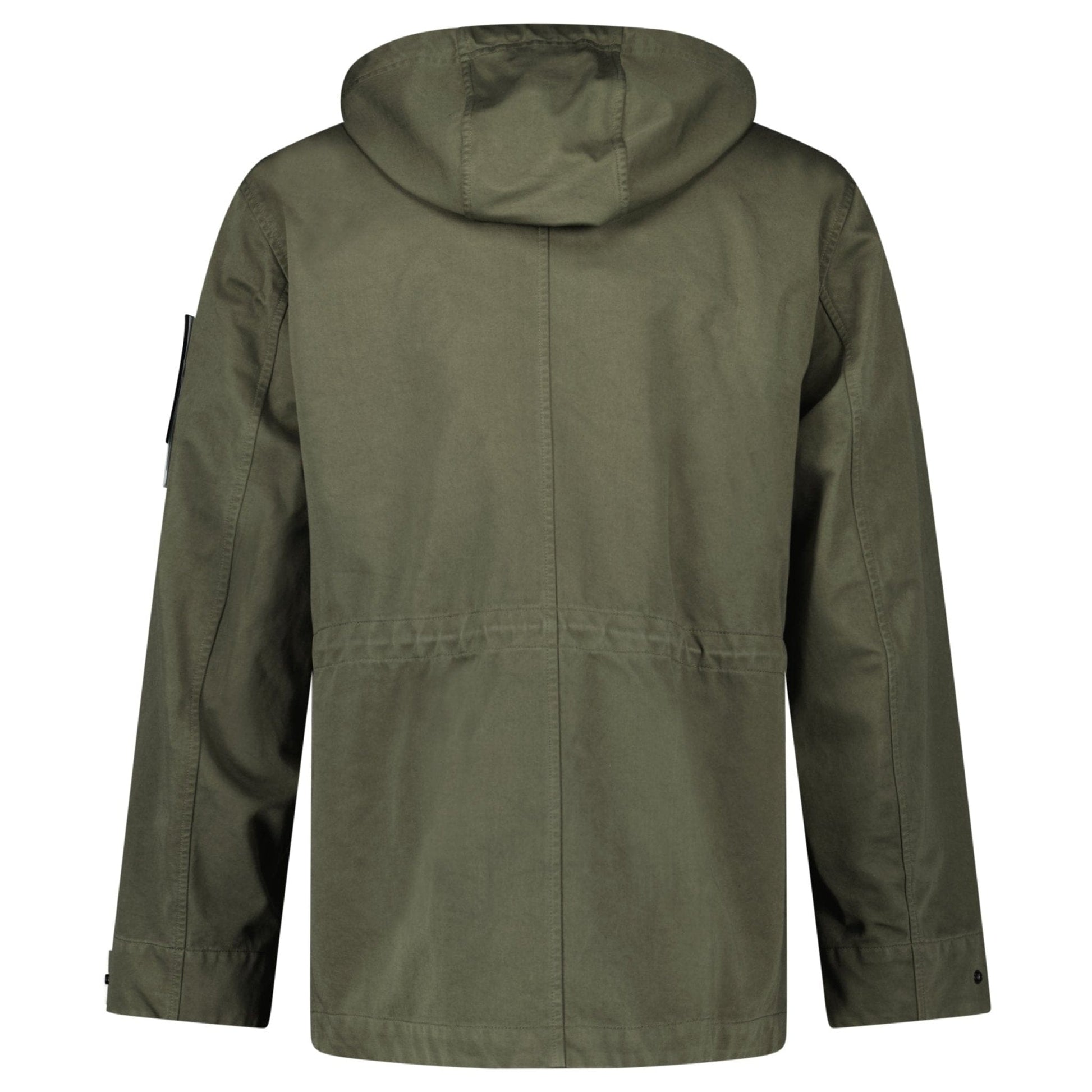 Stone Island Drawstring-Hood Regular-Fit Cotton Jacket in Military Green — S — Back View
