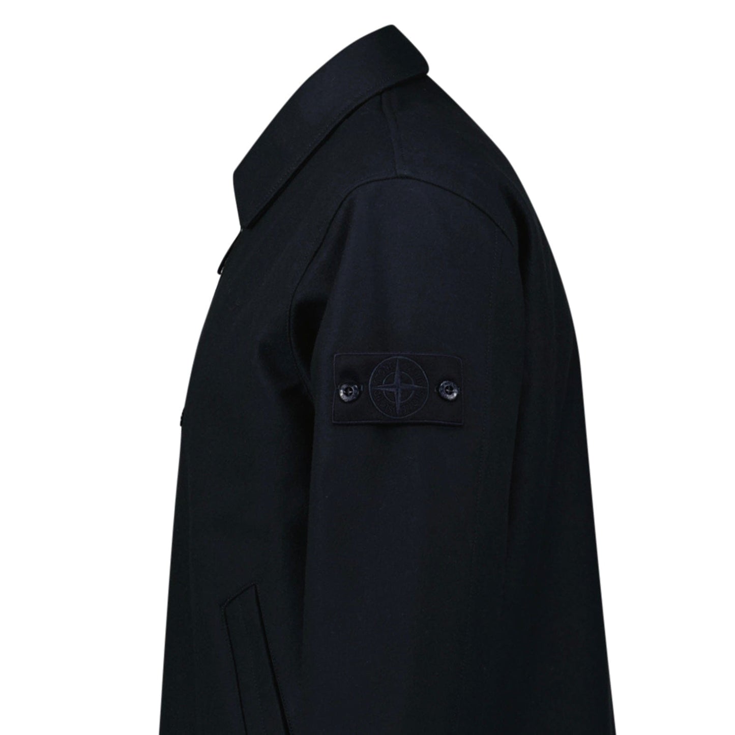 Stone Island Ghost Zip-Up Overshirt in Navy — S — Detail View