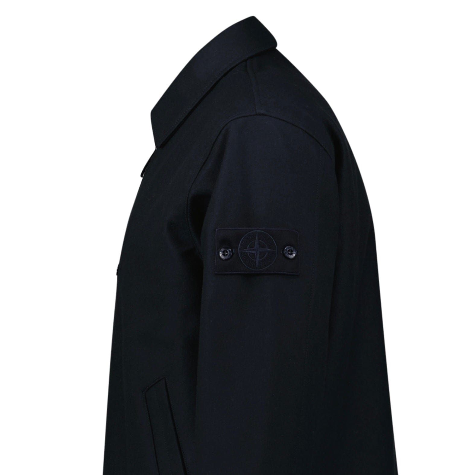 Stone Island Ghost Zip-Up Overshirt in Navy — S — Detail View