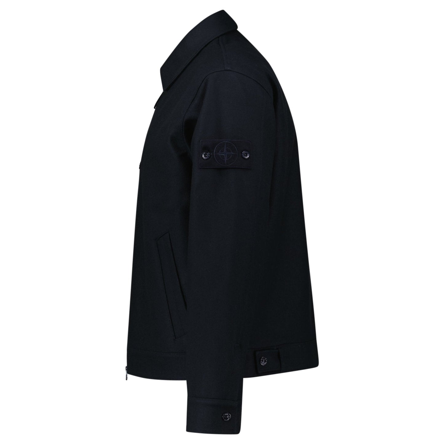Stone Island Ghost Zip-Up Overshirt in Navy — S — Side View