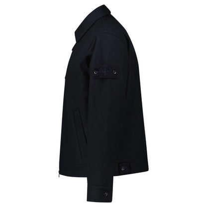 Stone Island Ghost Zip-Up Overshirt in Navy — S — Side View
