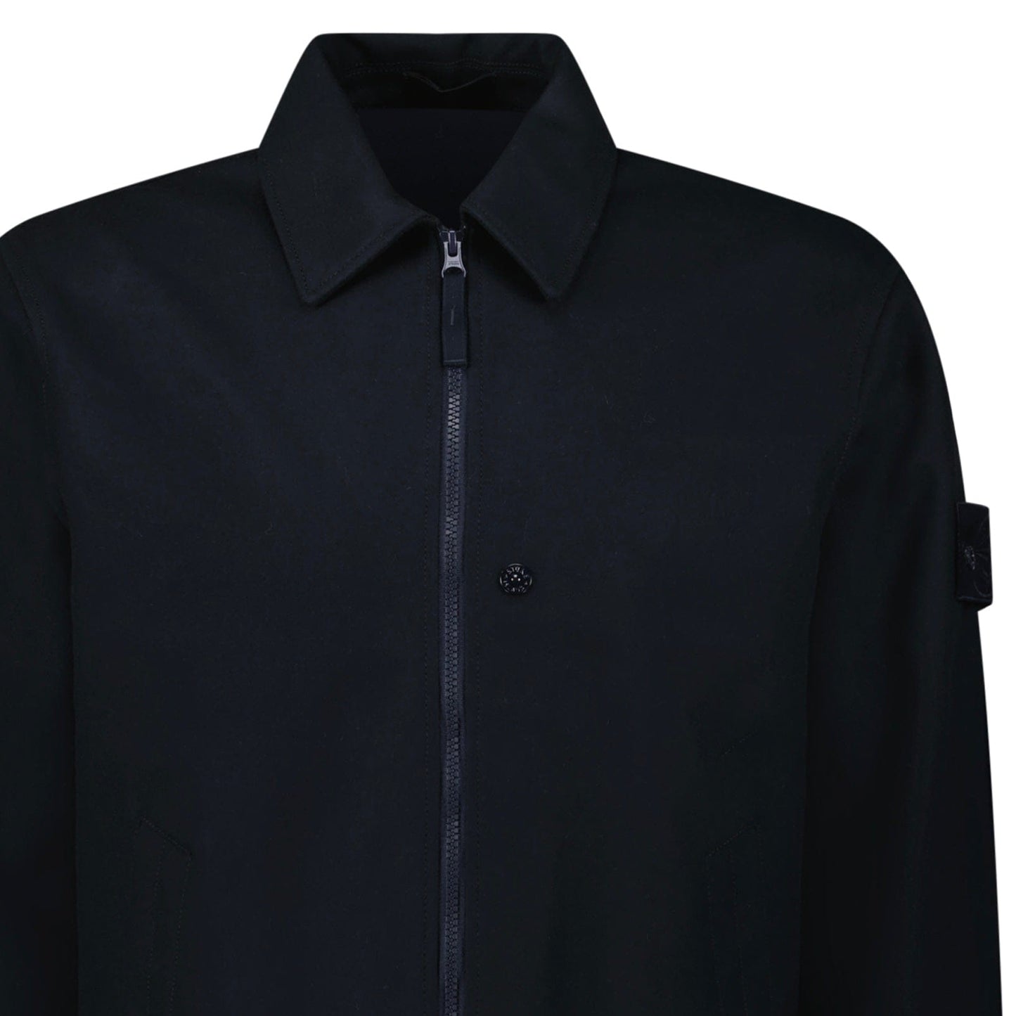 Stone Island Ghost Zip-Up Overshirt in Navy — S — Top View