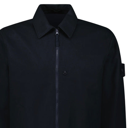 Stone Island Ghost Zip-Up Overshirt in Navy — S — Top View