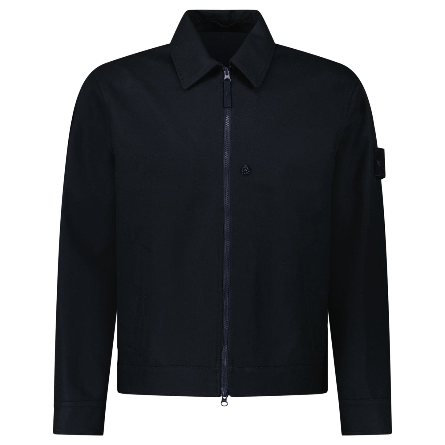 Stone Island Ghost Zip-Up Overshirt in Navy — S — Front View