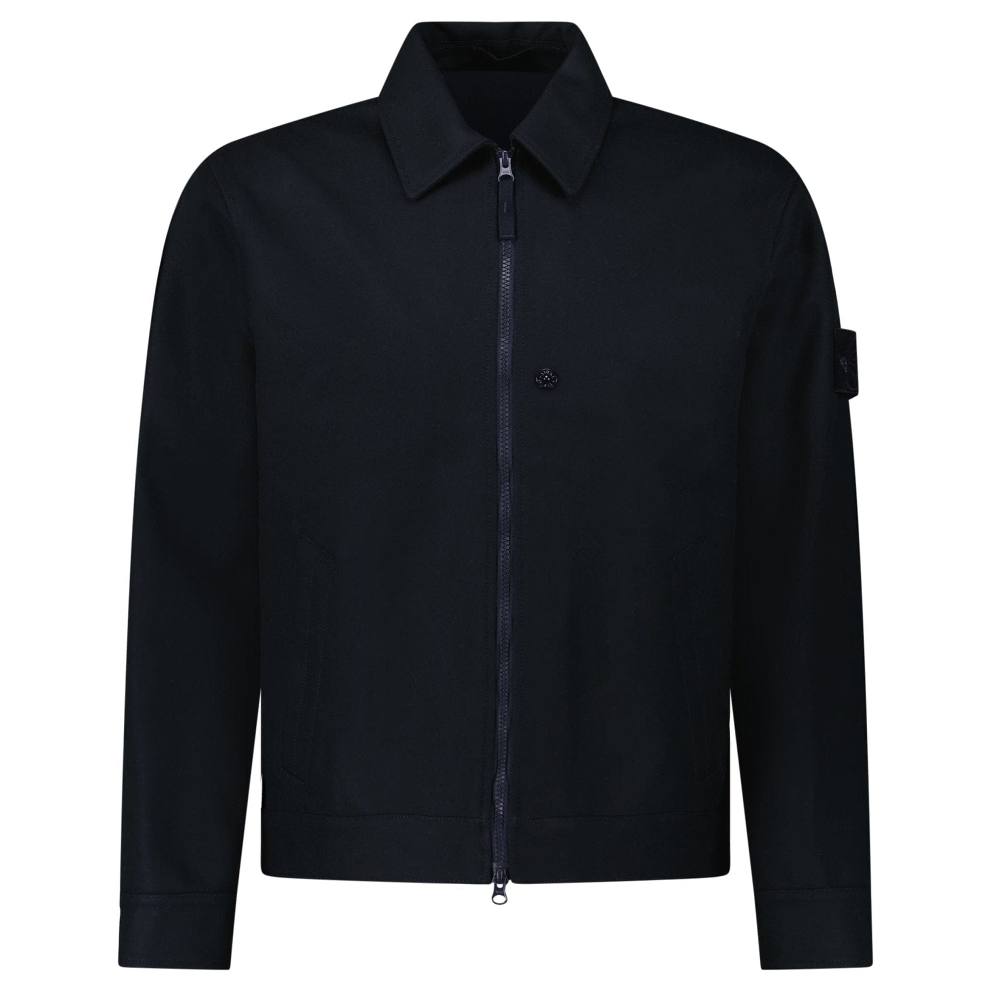 Stone Island Ghost Zip-Up Overshirt in Navy — S — Front View
