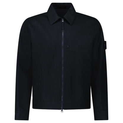 Stone Island Ghost Zip-Up Overshirt in Navy — S — Front View