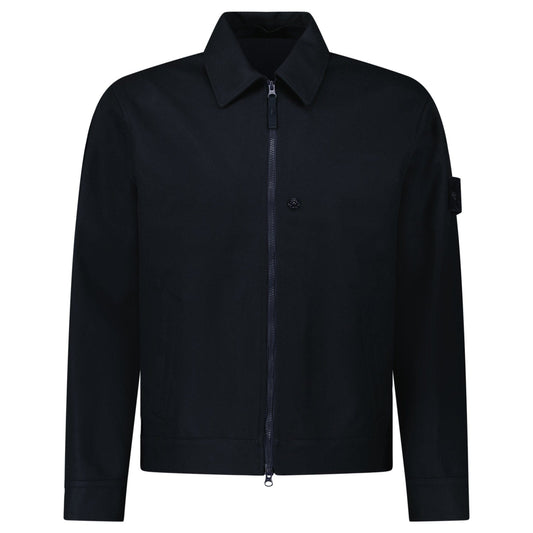 Stone Island Ghost Zip-Up Overshirt in Navy — S — Front View