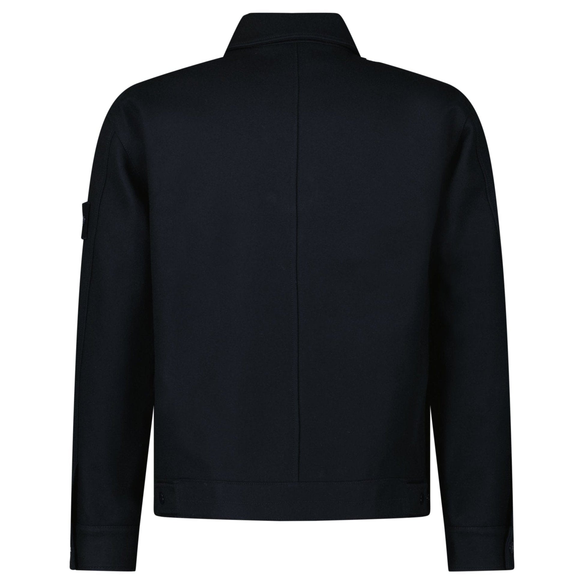 Stone Island Ghost Zip-Up Overshirt in Navy — S — Back View