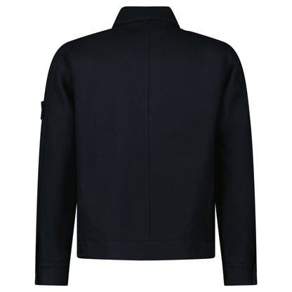 Stone Island Ghost Zip-Up Overshirt in Navy — S — Back View