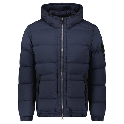 Stone Island Hooded Puffer Jacket In Seamless Tunnel Nylon Navy — S — Front View