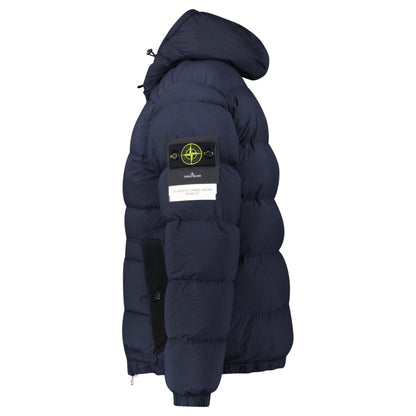 Stone Island Hooded Puffer Jacket In Seamless Tunnel Nylon Navy — S — Side View