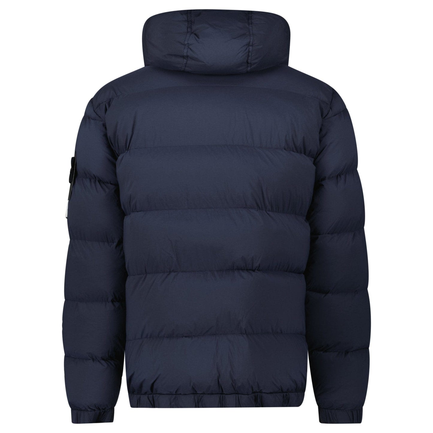 Stone Island Hooded Puffer Jacket In Seamless Tunnel Nylon Navy — S — Back View