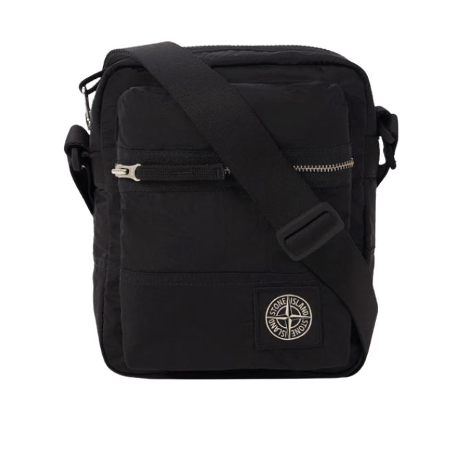 Stone Island Nylon Metal Pouch Bag in Black — Front View