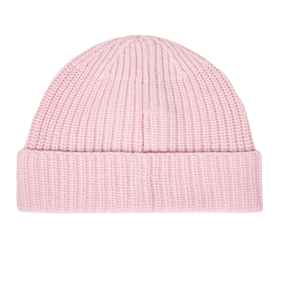 Stone Island Pink Beanie with Compass Patch — Side View