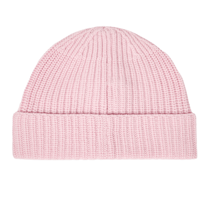Stone Island Pink Beanie with Compass Patch — Side View