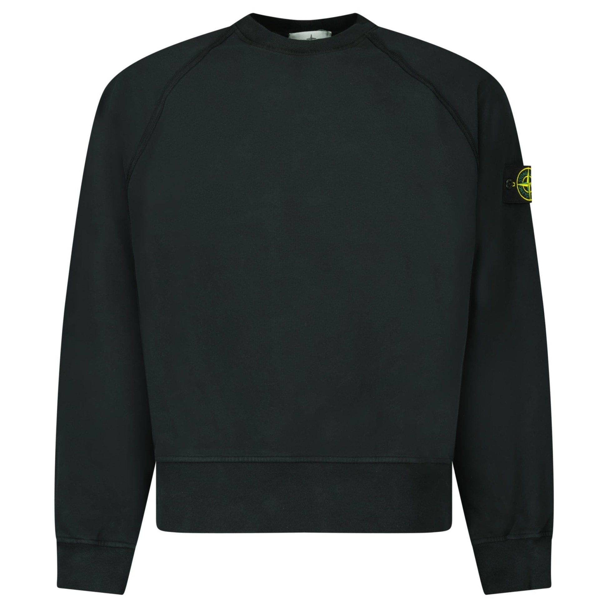 Stone Island Relaxed Fit Crewneck Sweatshirt Black — S — Front View