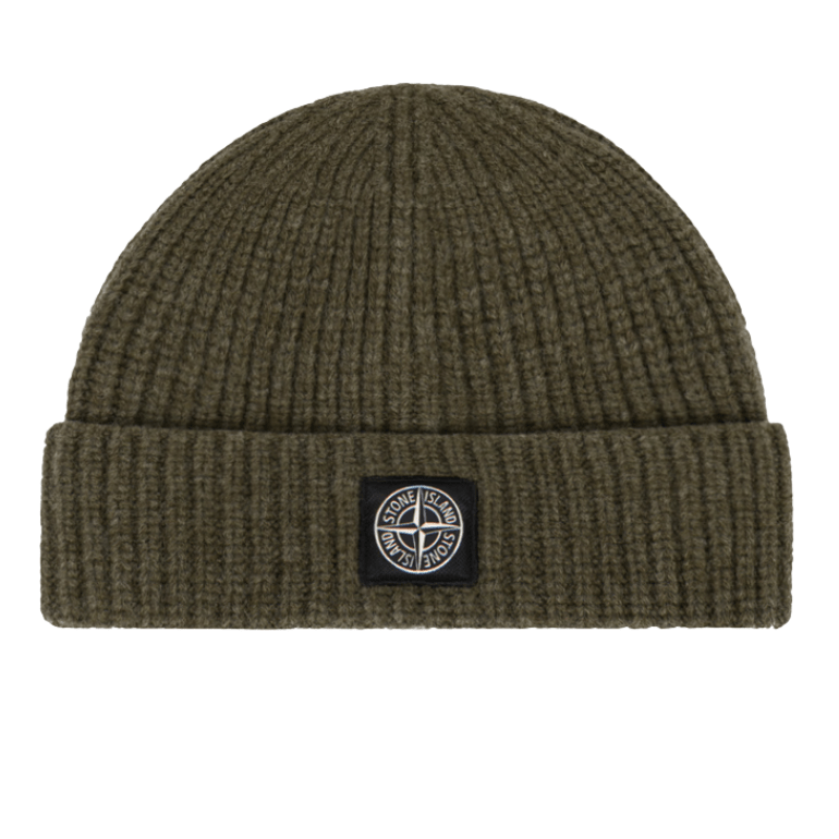 Stone Island RWS Geelong Wool Beanie Military Green — Front View
