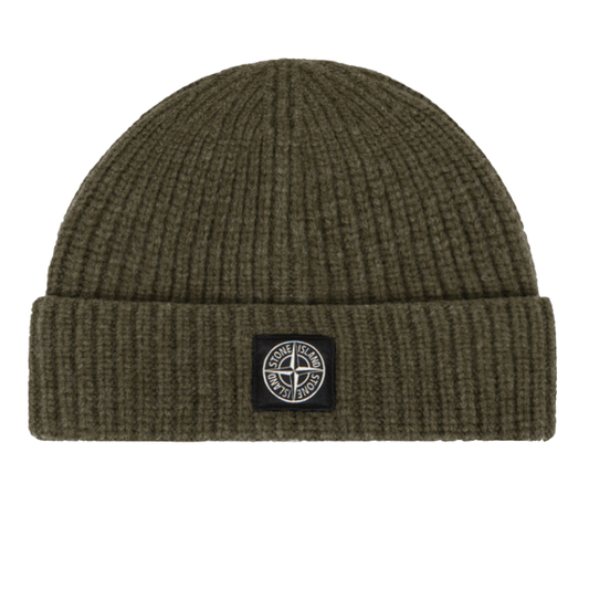 Stone Island RWS Geelong Wool Beanie Military Green — Front View