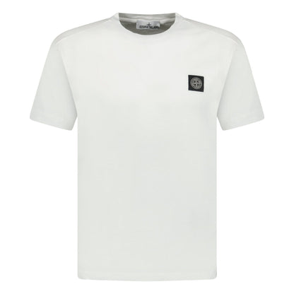 Stone Island Slim-Fit Short-Sleeve T-Shirt With Compass Patch White — S — Front View