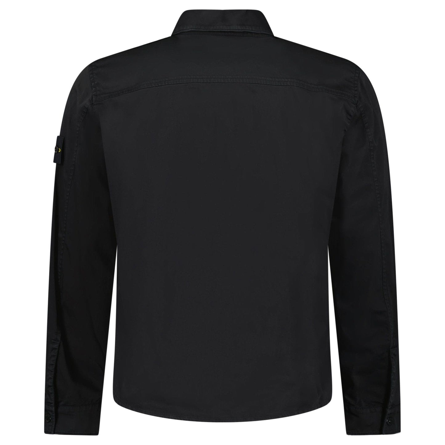 Stone Island Stretch Organic Cotton Satin Overshirt in Black — S — Top View