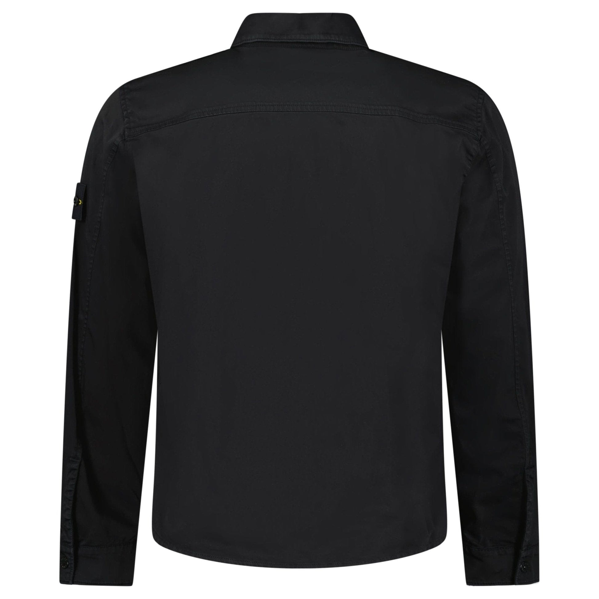 Stone Island Stretch Organic Cotton Satin Overshirt in Black — S — Top View