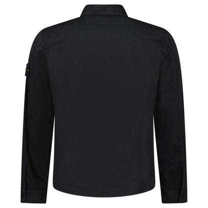 Stone Island Stretch Organic Cotton Satin Overshirt in Black — S — Top View